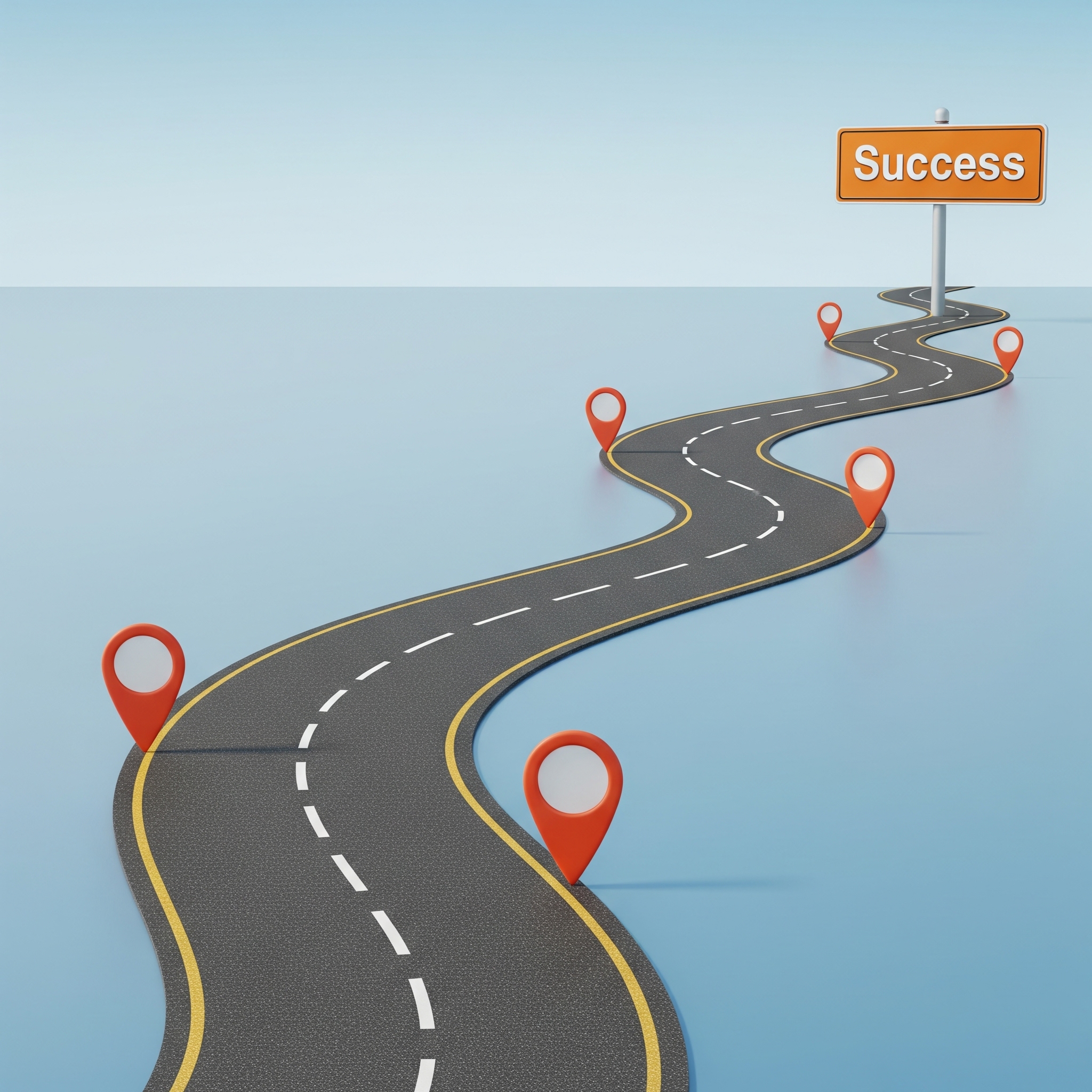 Image of a winding road to success