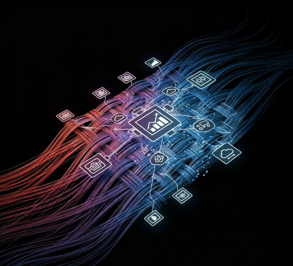 Image of different icons woven together